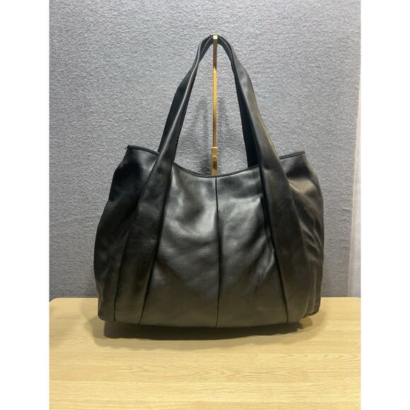 Ann Taylor Bag Black Buttery Leather Tote Size XL Great Quality - Picture 2 of 13